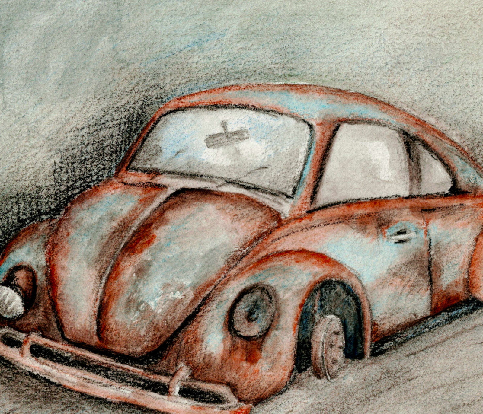 Experimental Modern Watercolor 7 x 9.5 in – Old Beetle