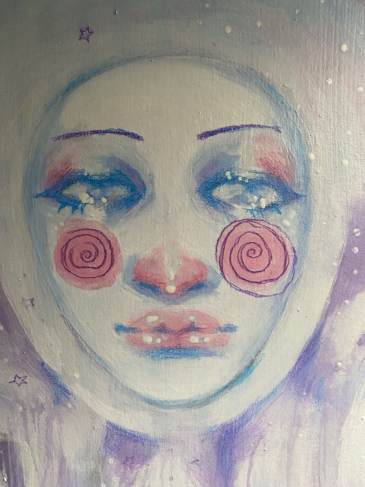 Purple And White Cloud Jester Fantasy Painting On 12×12 Canvas Board