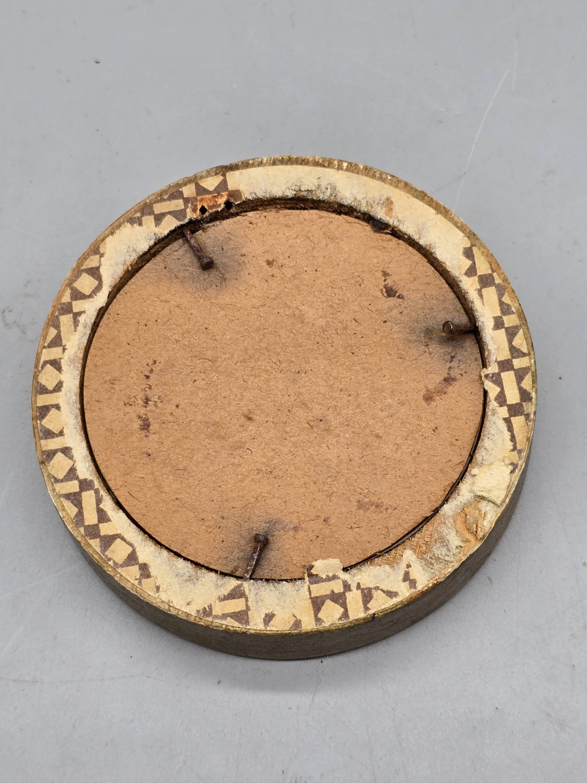Unique Miniature Framed Art Round Small Italy Mother Mary 3″