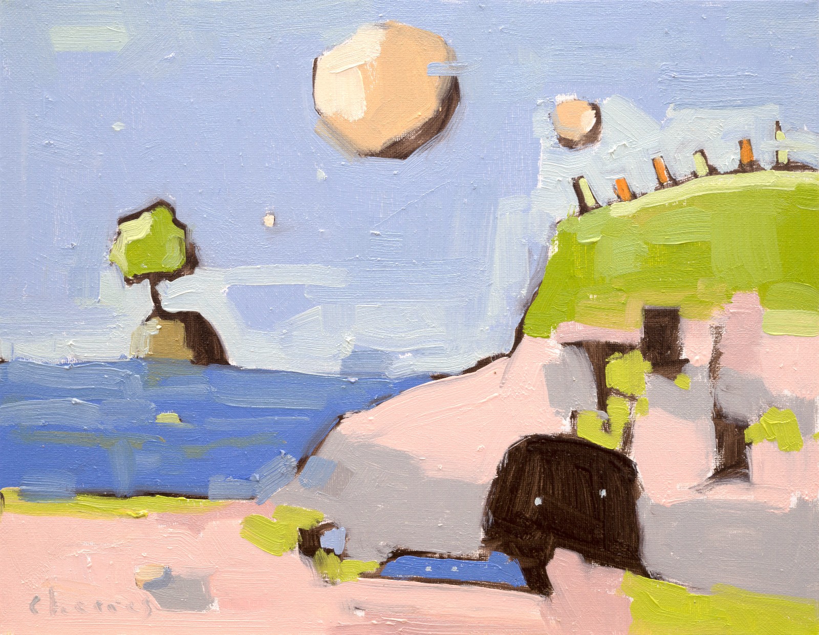 Modern Contemporary Original Oil Painting Semi Abstract 11×14 Aldo Cherres Art