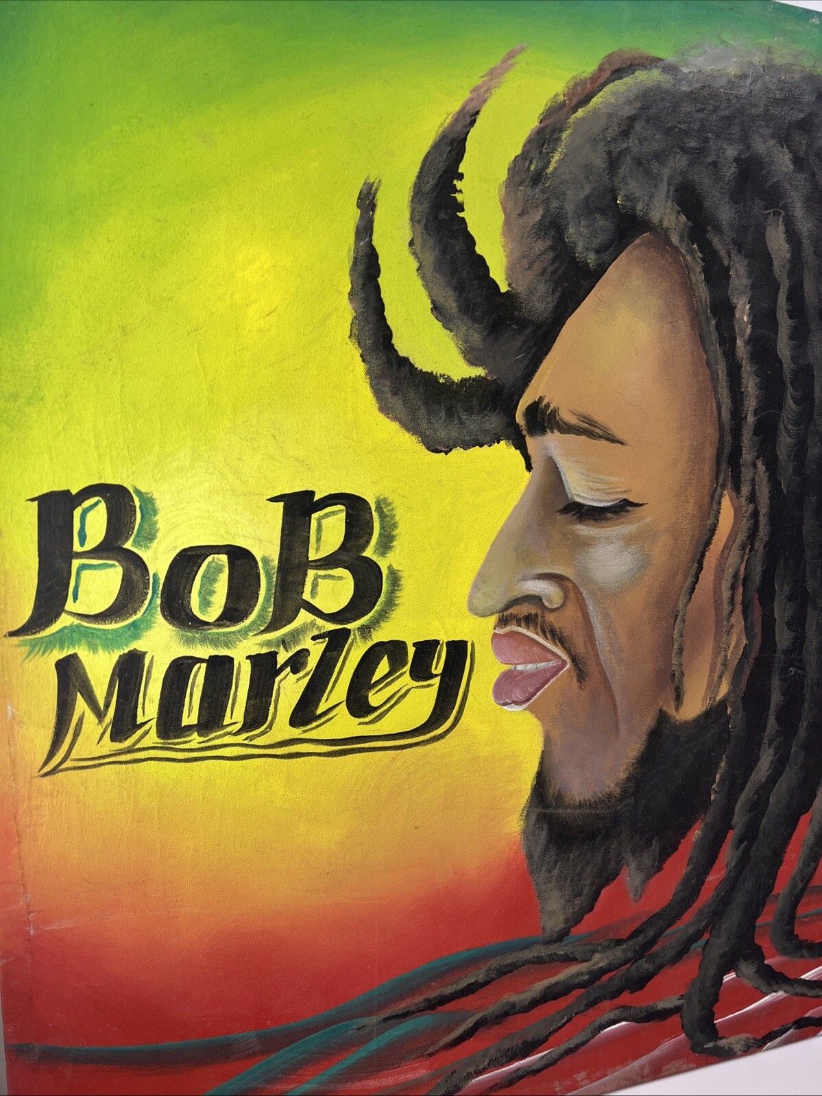 Bob Marley Artist Signed Original Painting Canvas Haitian Artist Rasta Lion Zion