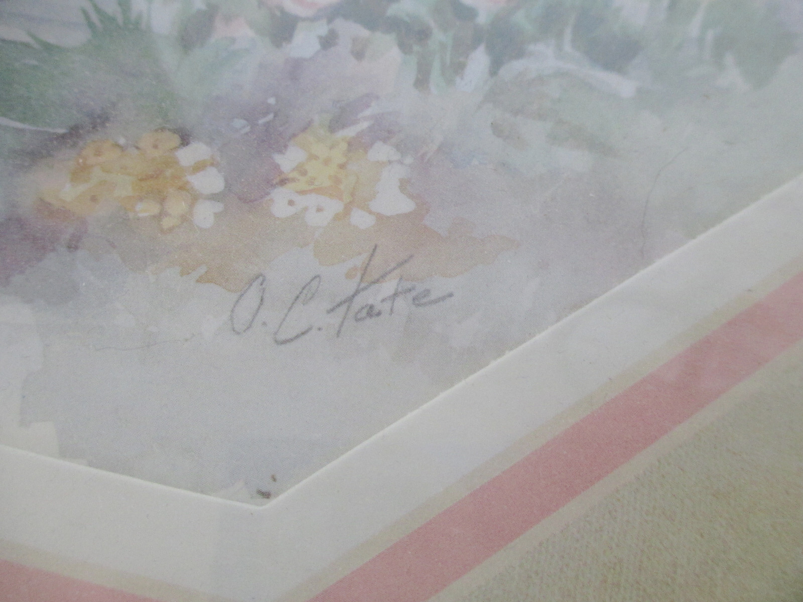 Vintage Signed O. C. Tate Artwork Framed & Matted Country Cottage Home 14 X 22