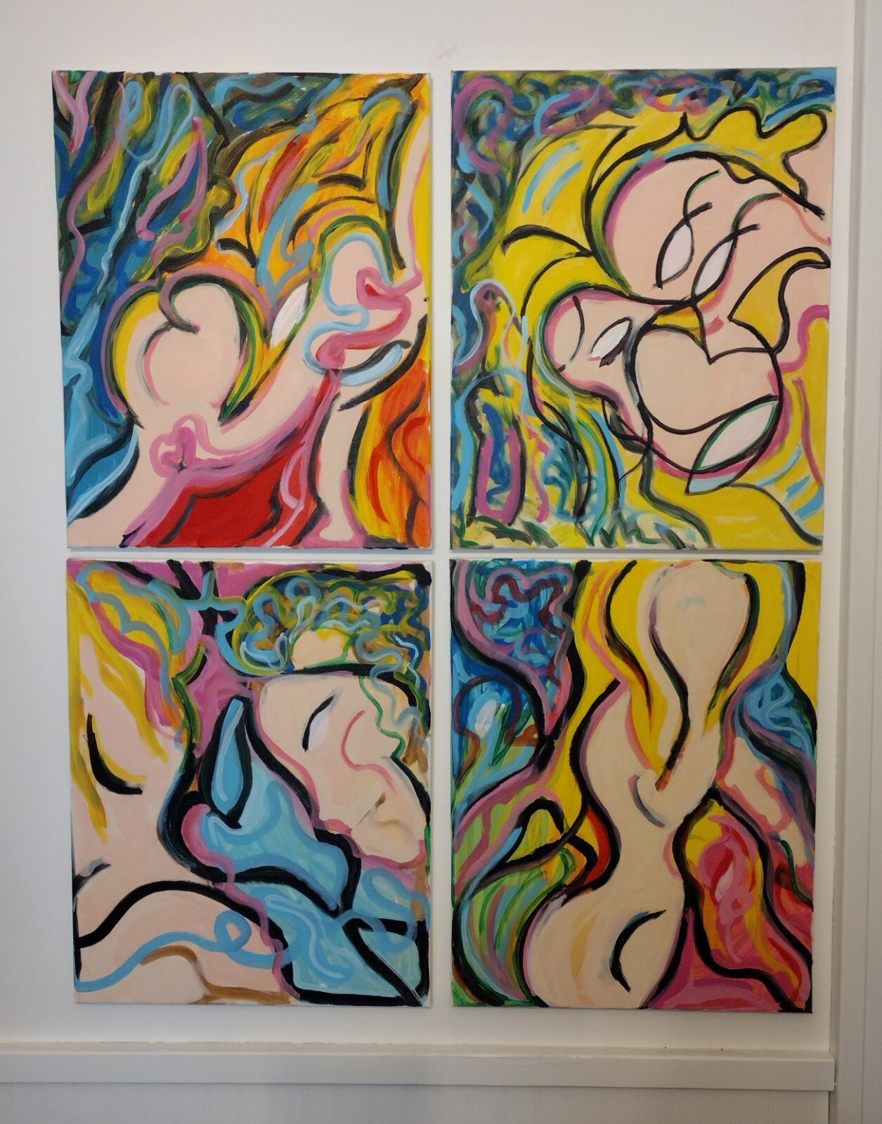signed acrylic 4 panel by christian topil