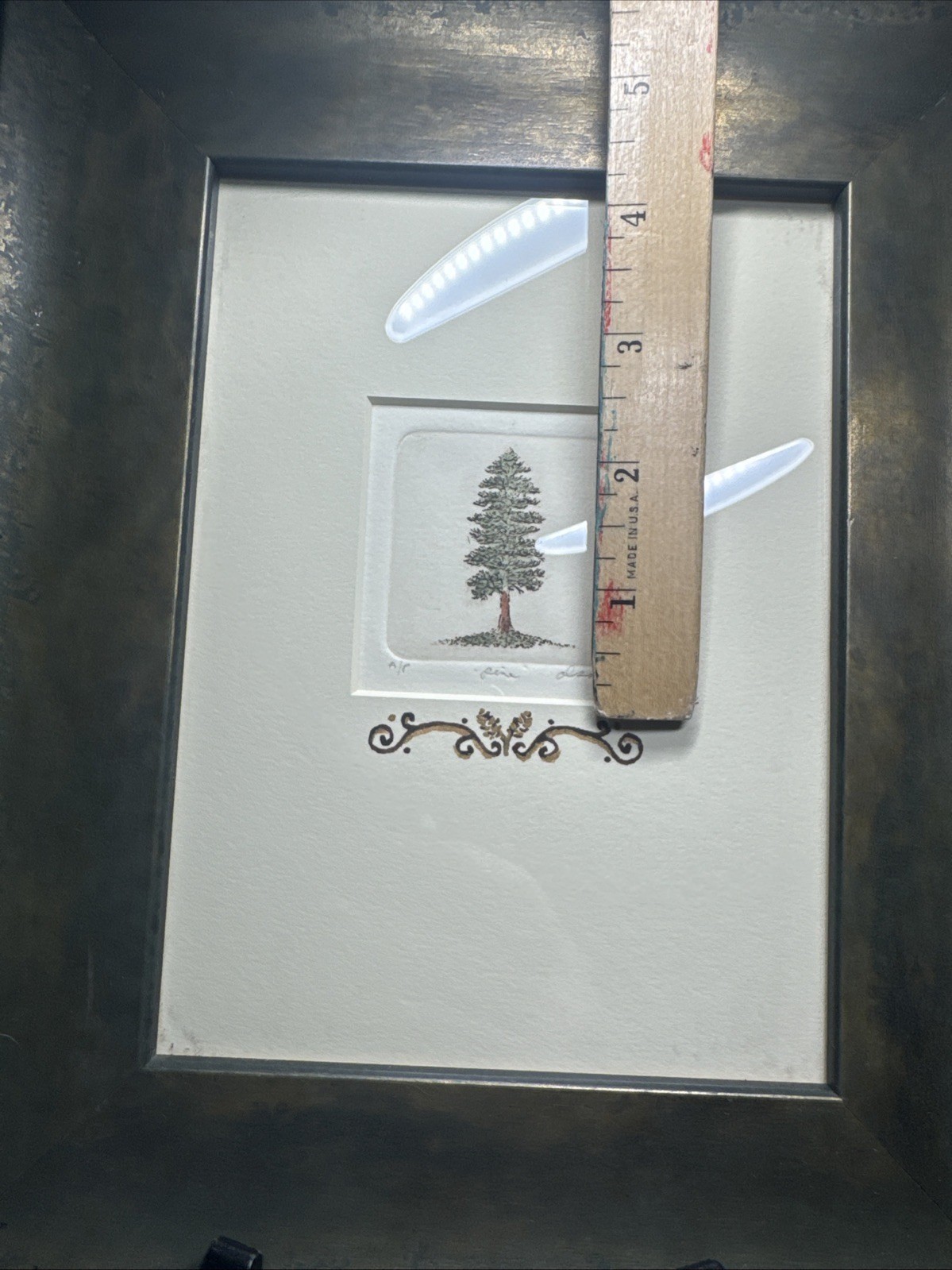 Hand Painted Signed “Pine” Tree Numbered Original Art Cottagecore Cabin