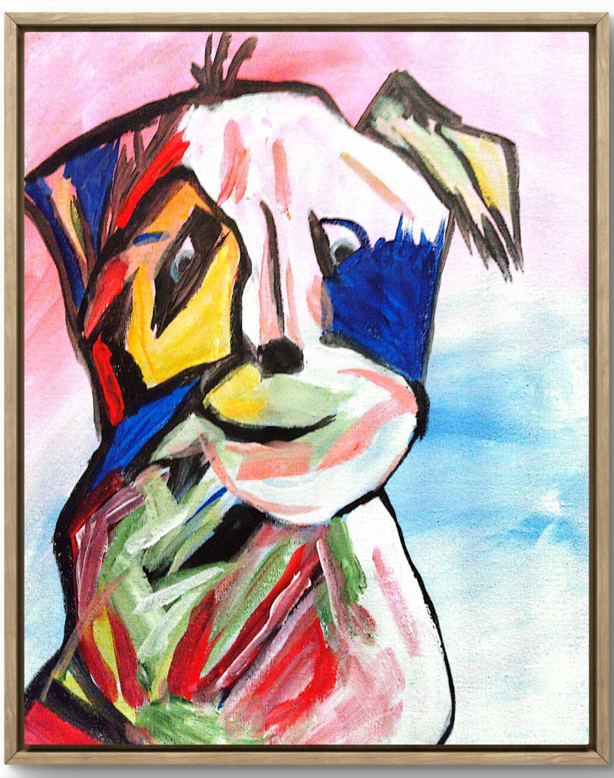 Dog Original 11×14 Colorful Original Acrylic Painting Canvas Wall Art Home Decor