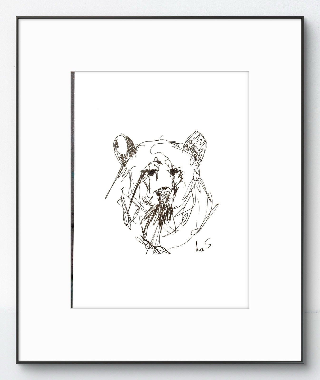 Original Abstract Expressionism 9X12 Bear Paper Ink Gestural Handmade Signed 14