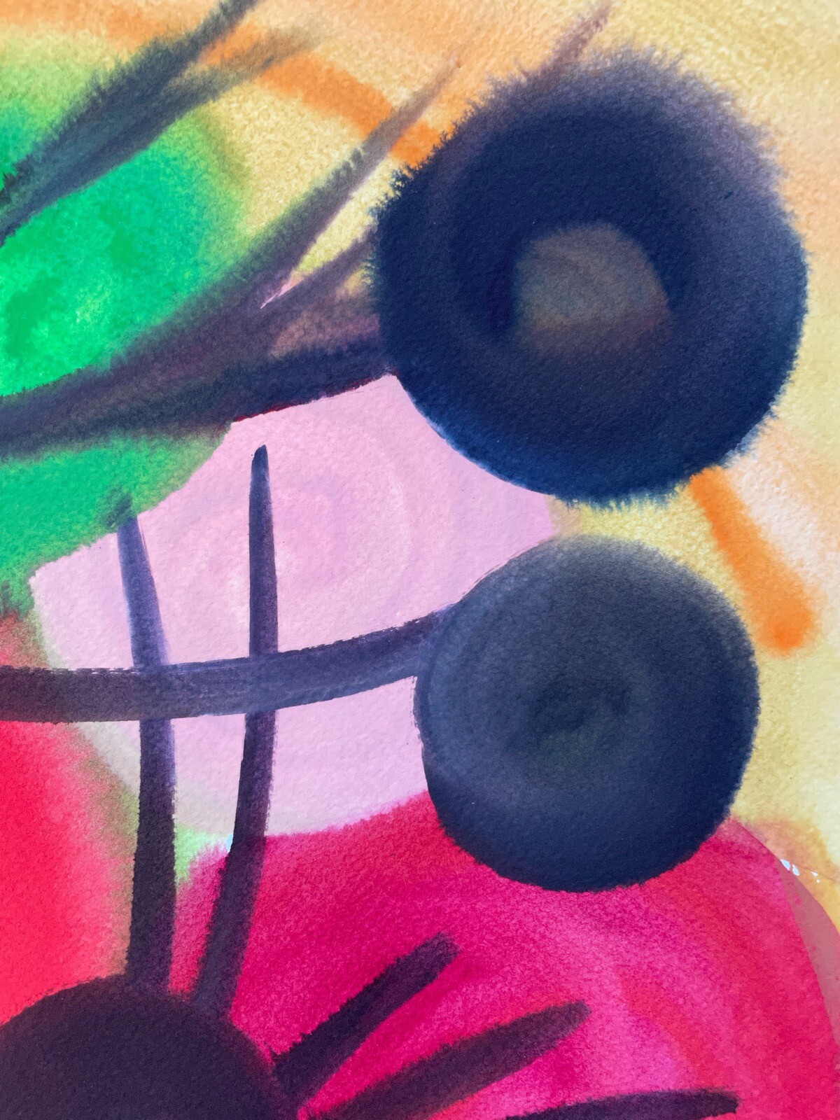 Abstract Composition Colorful Wild Geometric Circles Spheres Modern Art 36×49