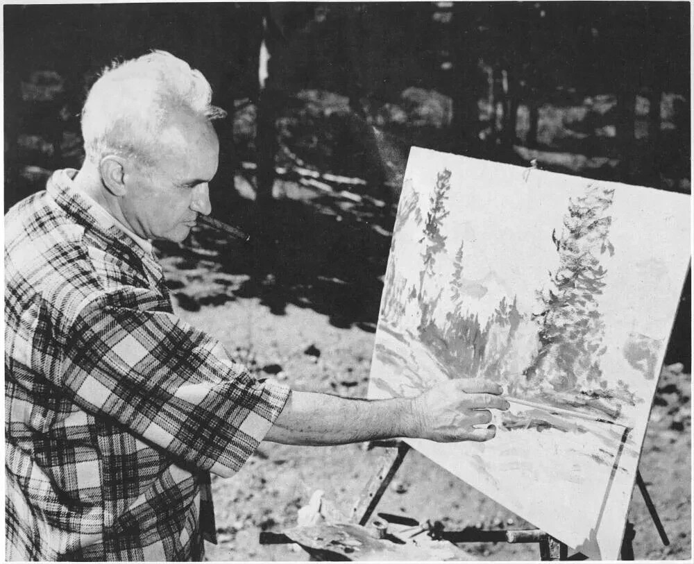 David Stirling 1941 «Autumn Pool» Signed Oil Painting Estes Park, Colorado