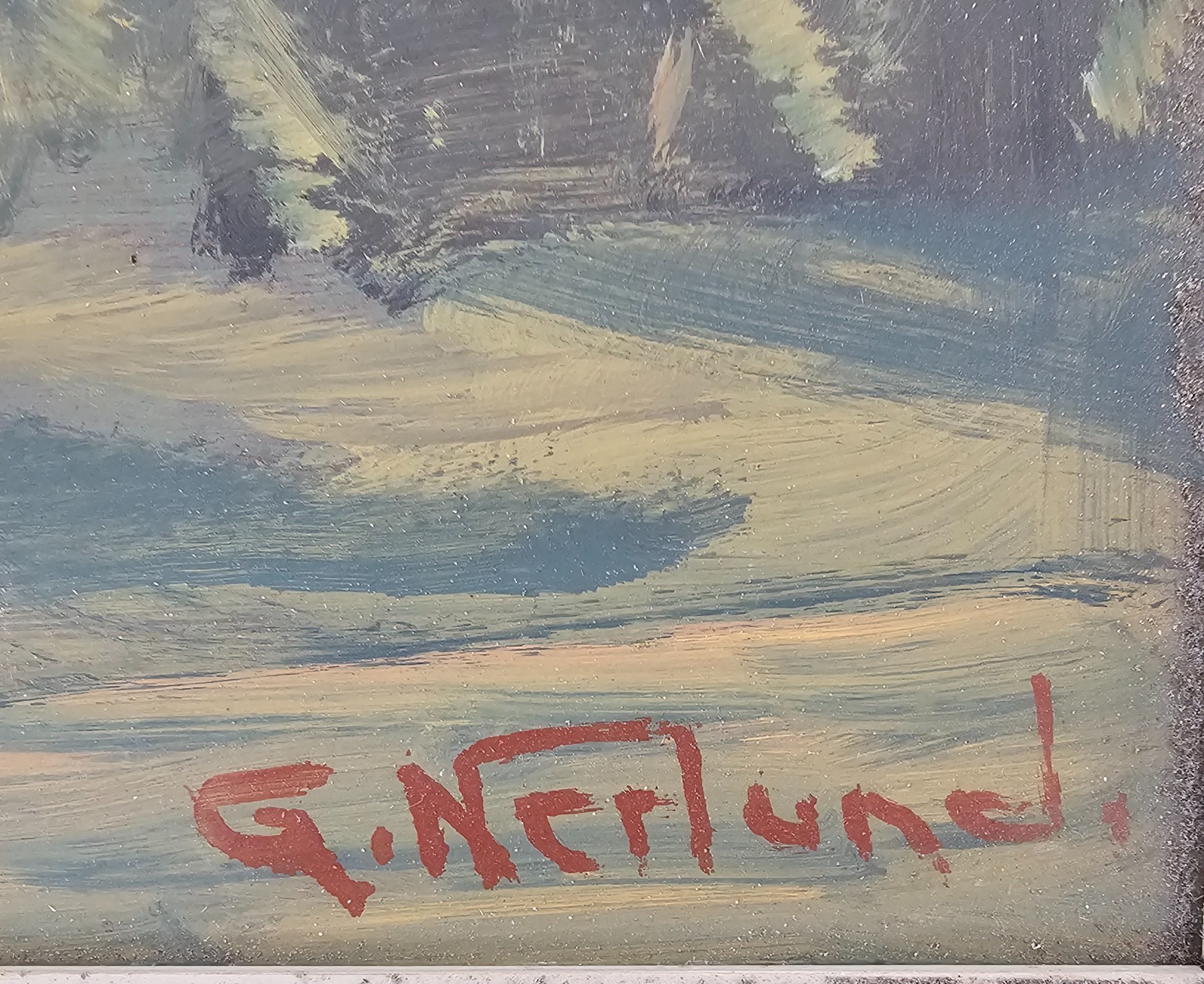 SCANDINAVIAN MODERNIST LANDSCAPE PAINTING «GUDBRANDSDALEN» 1961 GUNNAR NERLUND.