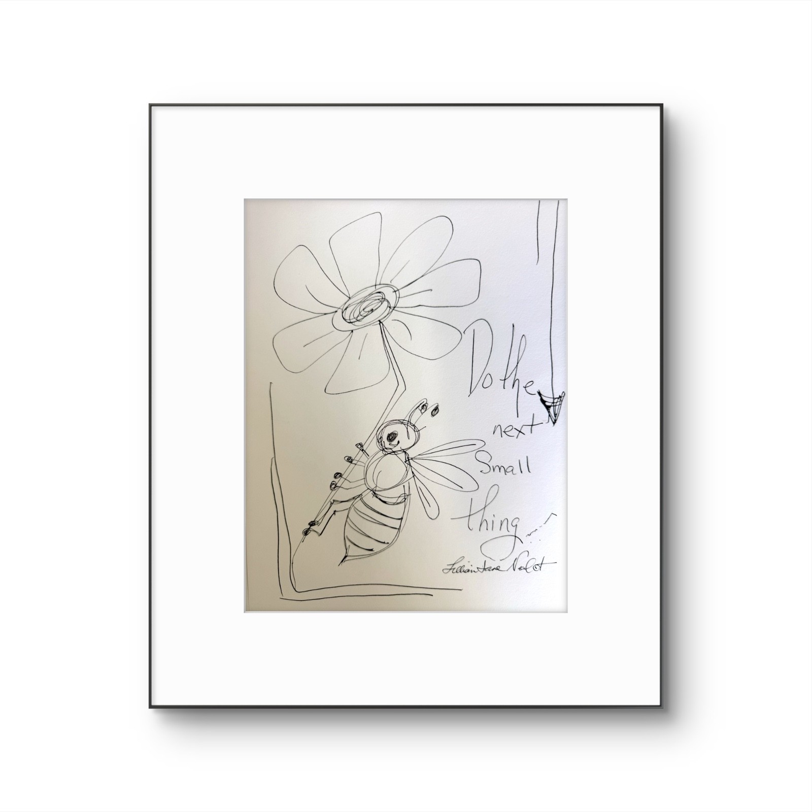 Whimsical Bee 9″x12″Original Paper Ink Encouragement Home Decor Art