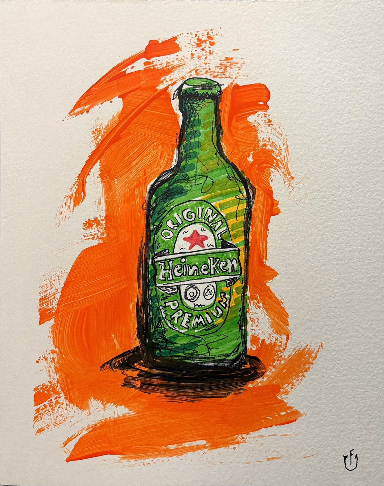 Original Beer bottle Pop Art Painting 8×10 in – Acrylic – Wall Decor – Signed