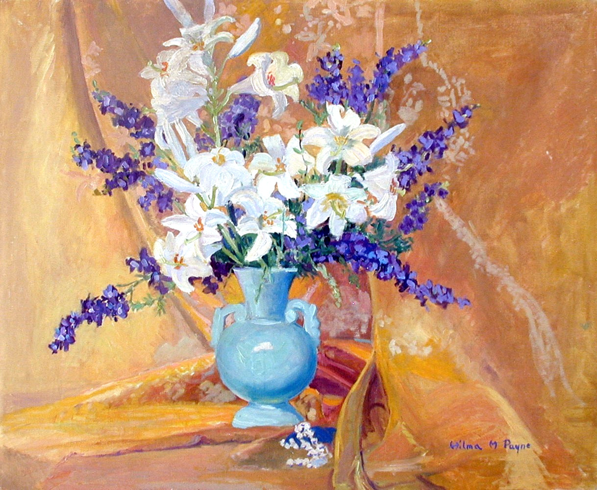 STILL LIFE SALE Utah Oil HILMA MOLE PAYNE ‘Floral in a Vase’, 24″ x 30″