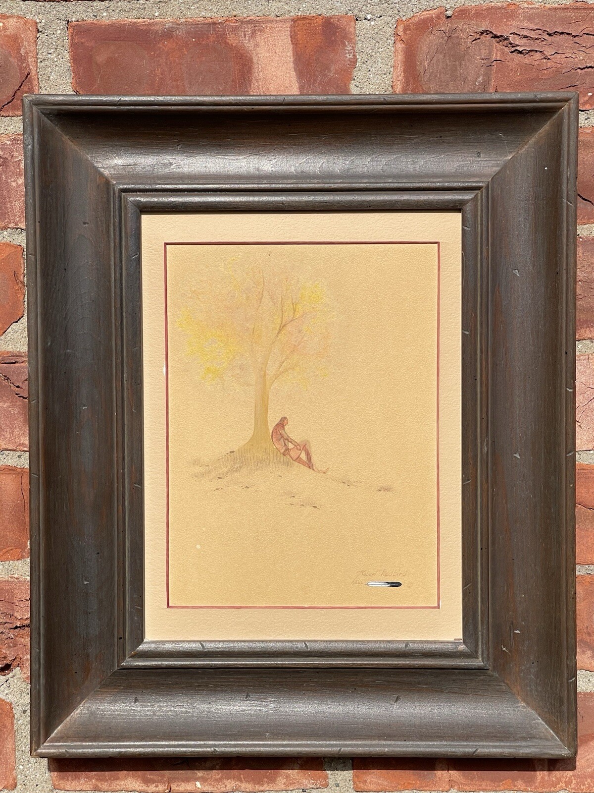 Kiowa Native American Artist Robert RedBird Sr. Signed Watercolor Painting C1970
