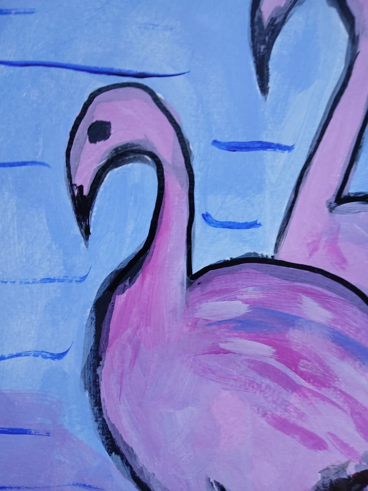 Impressionism/Abstract 11×14 Tropical Flamingos Handmade Colorful Art Painting