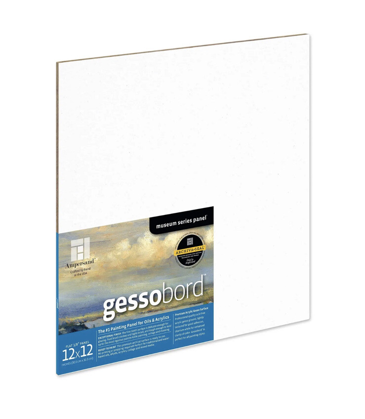 Lot Of 2-Ampersand Gessobord Gesso Wood Painting Panel: Museum Series, 12″x12”