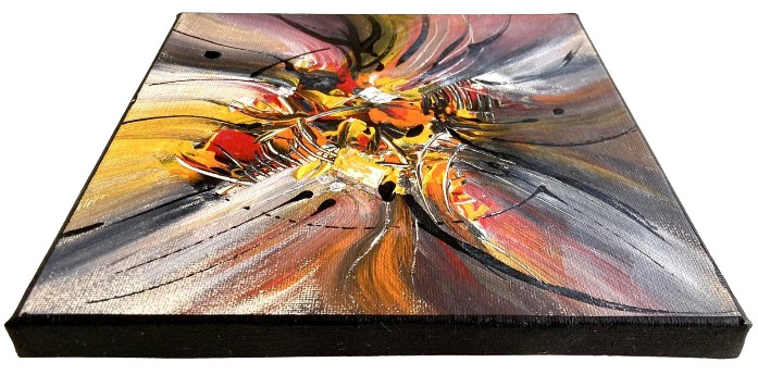 Modern Abstract Canvas 8″ Impasto Starburst Energy Vortex Art Space Nebula Star