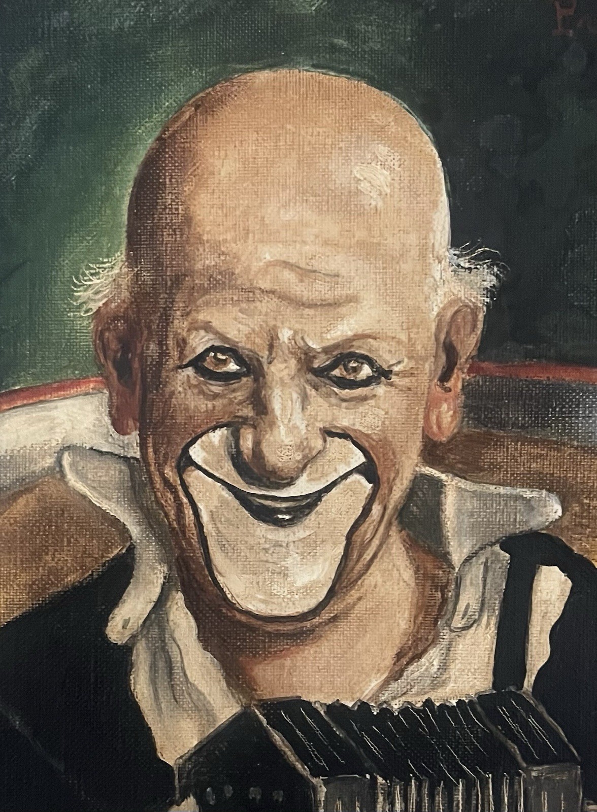 Rare Signed Marcel Prunier Oil Painting Circus Clown Portrait Paris France 30s