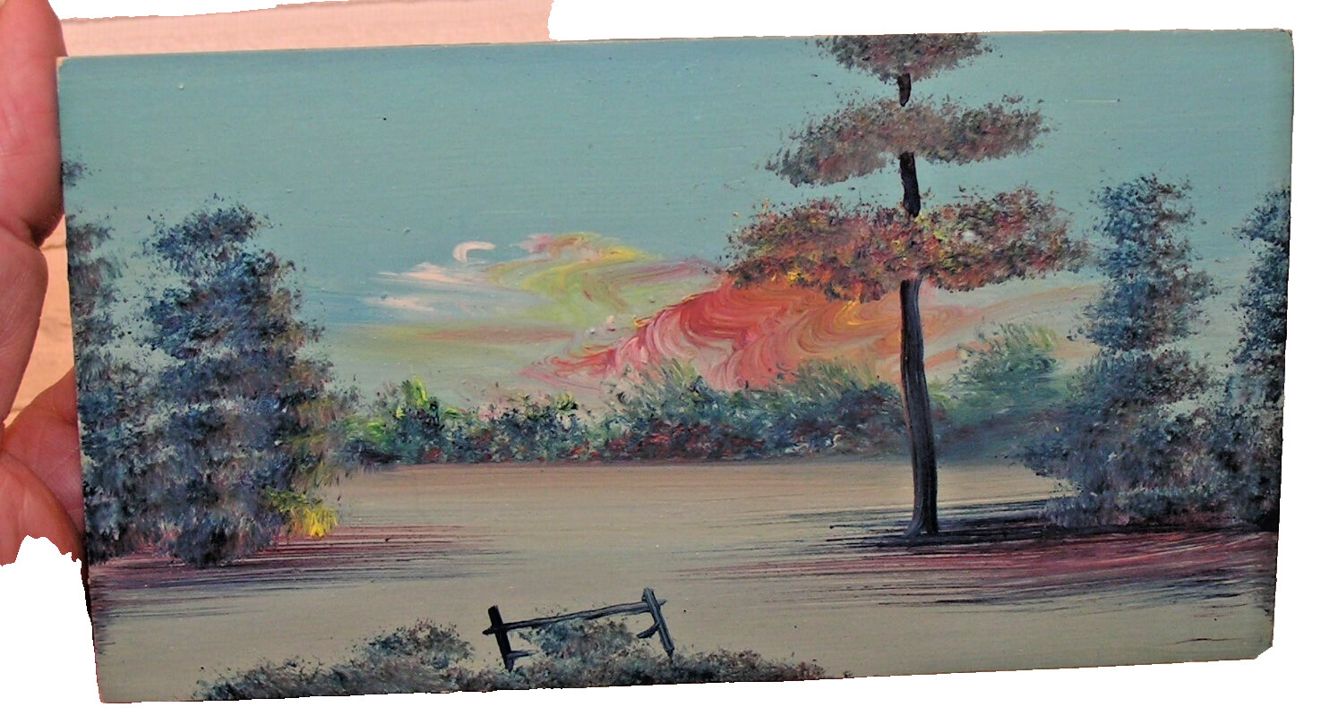 Original Oil Painting of Nature Scene on Card Stock 3 & 1/2 Inches by 6 Inches