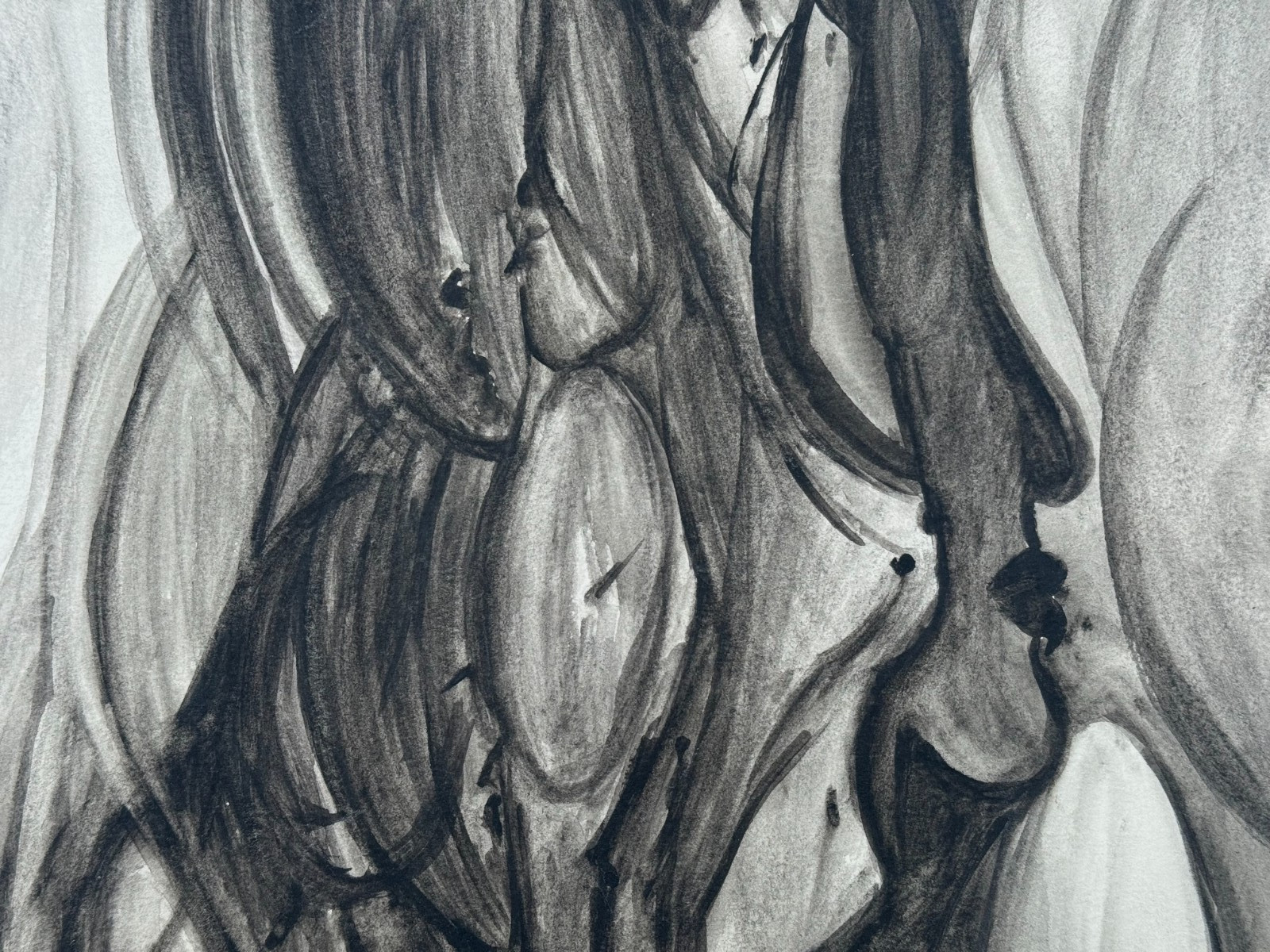 GOOBS SIGNED ABSTRACT WATERCOLOR DRAWING PAINTING WOMEN FACES & FIGURES ORIGINAL