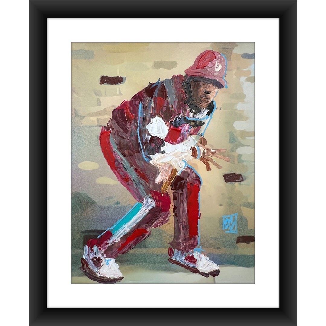 ORIGINAL Abstract LL Cool J 1980s Red Roo Hat Hip Hop Music Wall Art Painting
