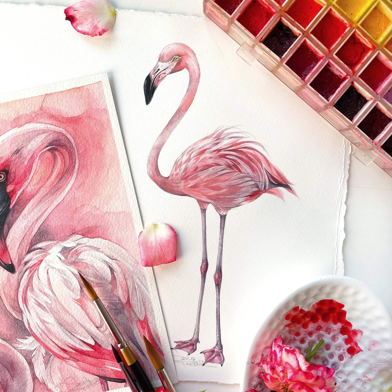 Original Watercolor the Pink Flamingo 6×9 Painting Unique Nursery Artwork Wall