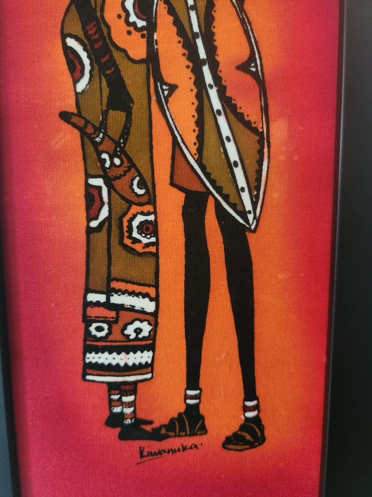 Vintage KIWANUKA NAIROBI African Couple ORIGINAL Batik Painting Kenya Art MCM