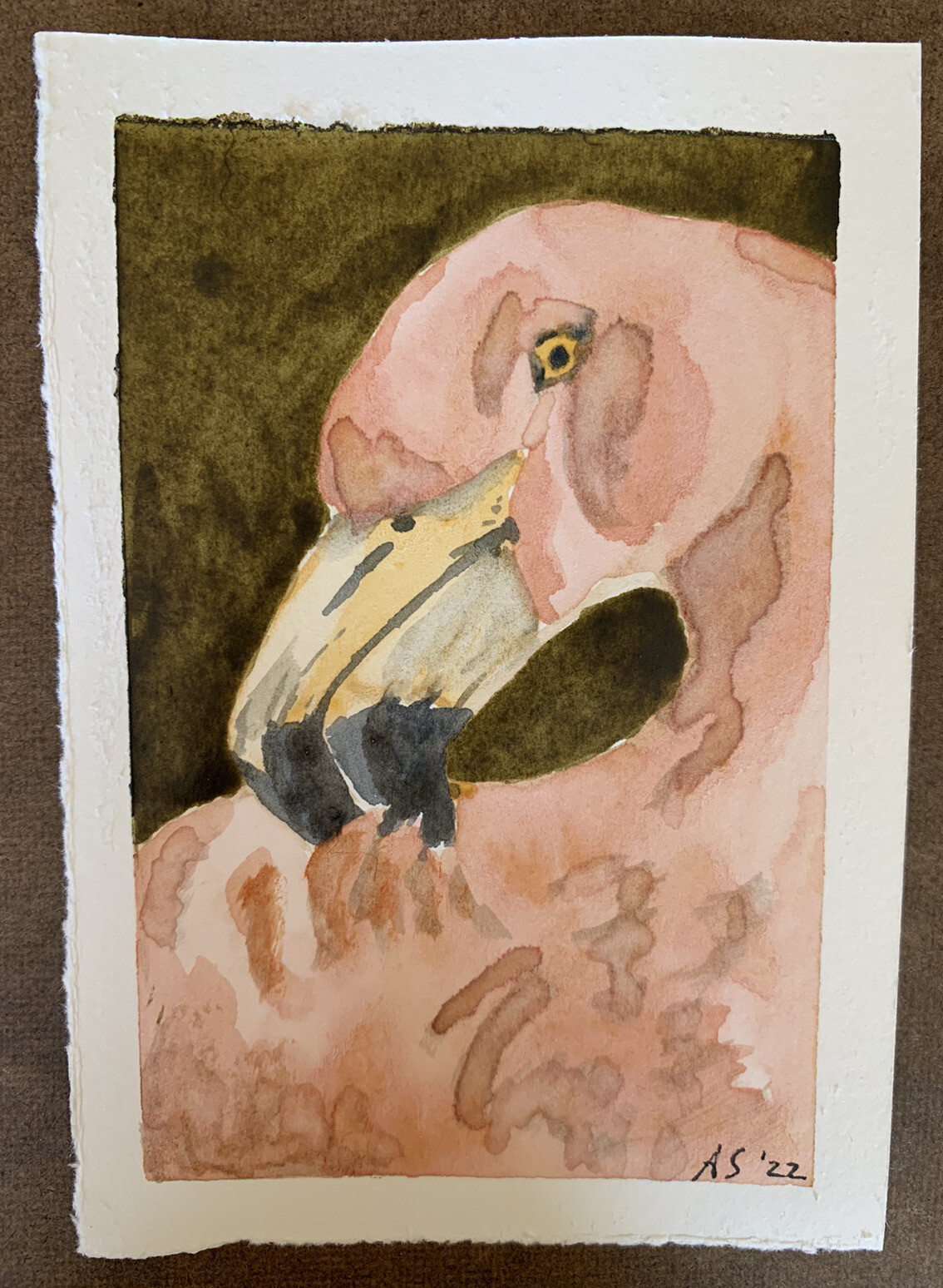Original watercolor Pink Flamingo 5.5×3.5 bird painting wall decor wildlife art