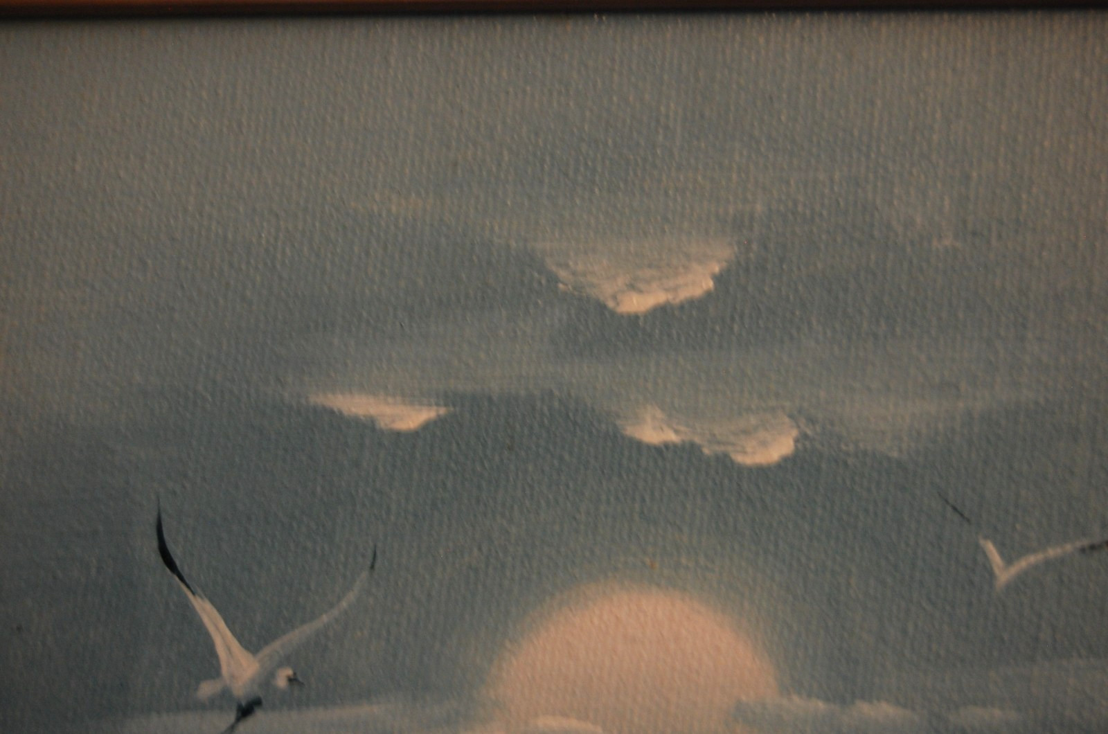 VTG 70’S FRAMED ORIGINAL OIL FOAMY WAVES & SEAGULLS NIGHT SEASCAPE ARTIST HOOPER