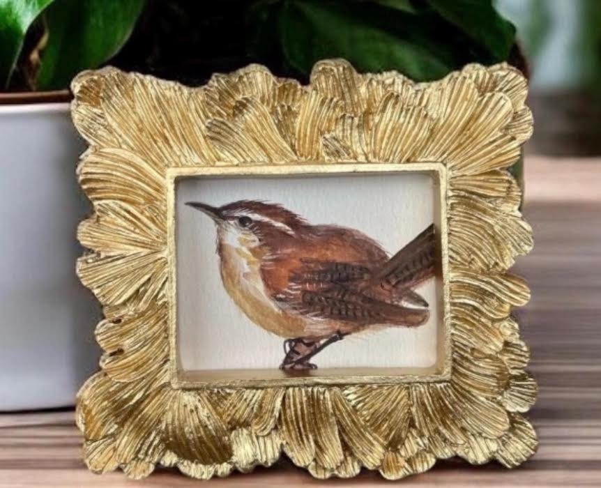 Mini Framed Print of Handmade Painting • Bird Lovers • Animal Lovers • Gift Idea
