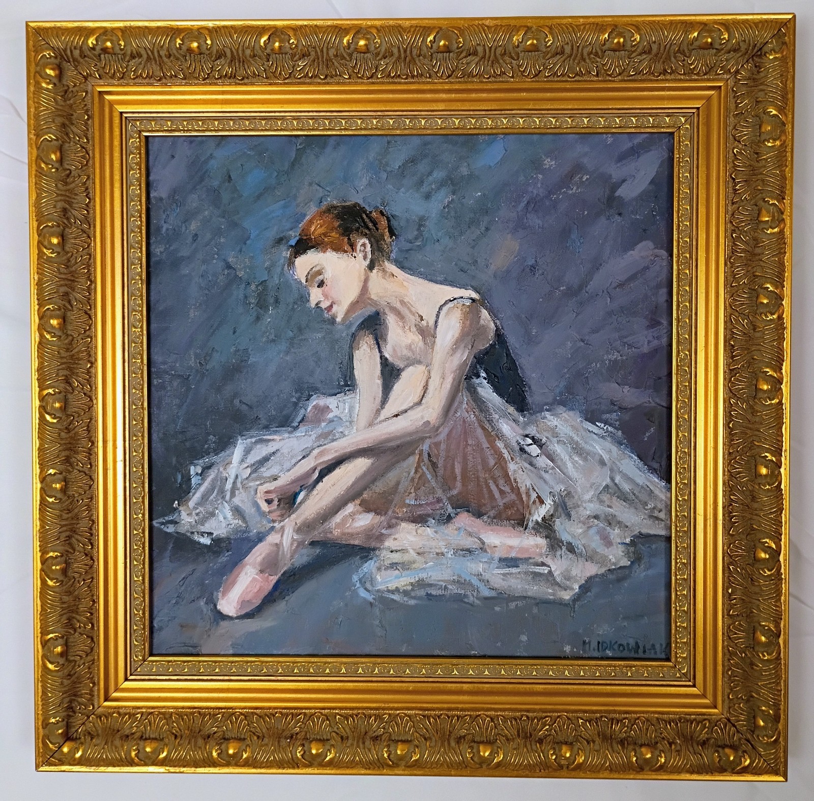 Beautiful Woman Resting Ballerina Original Impressionist Oil Painting Figurative