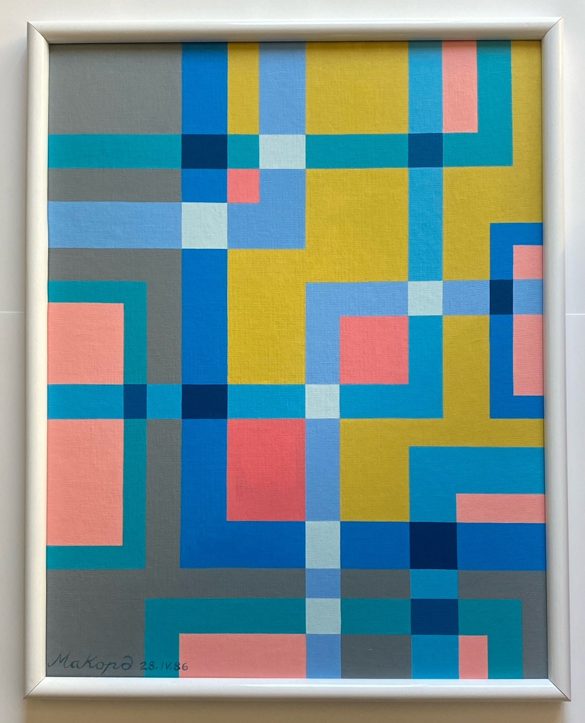 L. Makord California Vintage Hard Edge Geometric Abstract Modernism Painting