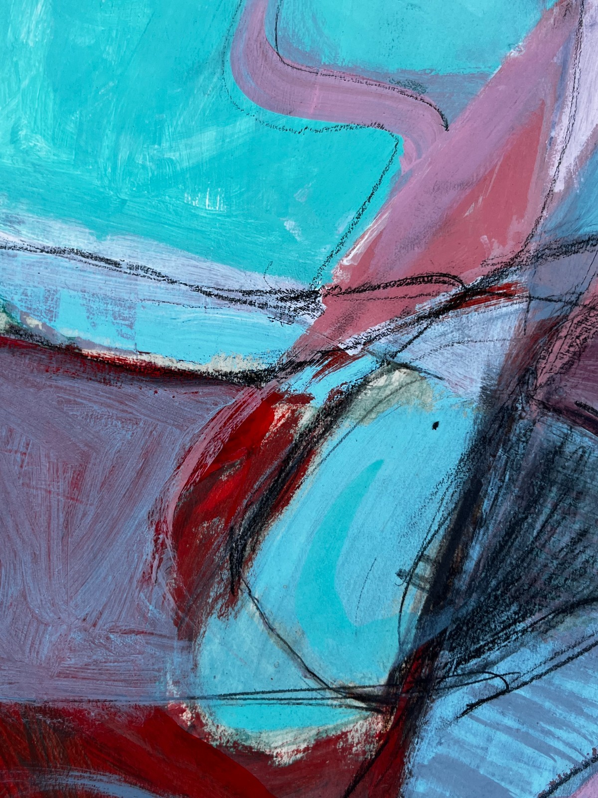 Beryl Bernay(New York 1926-) «Landscape with Woman #3» Gouache Painting on Paper