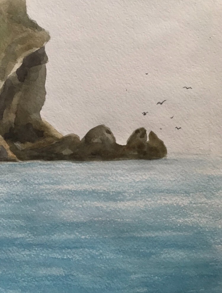 Watercolor Painting Seascape Dziuba K. Unframed Original Home Decor Art nAAA2298