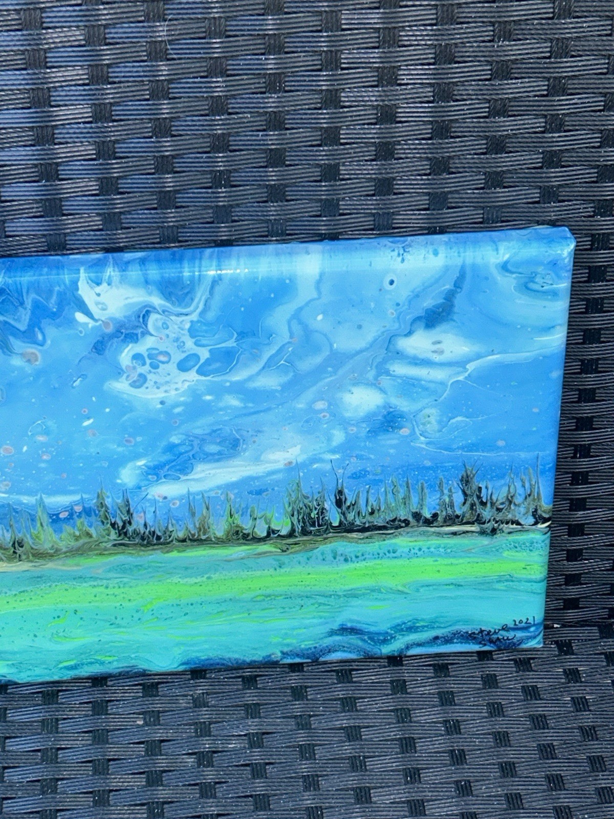 Modern Original Landscape 9”T 18”W Signed Steve Shaw 2021 Canvas Contemporary