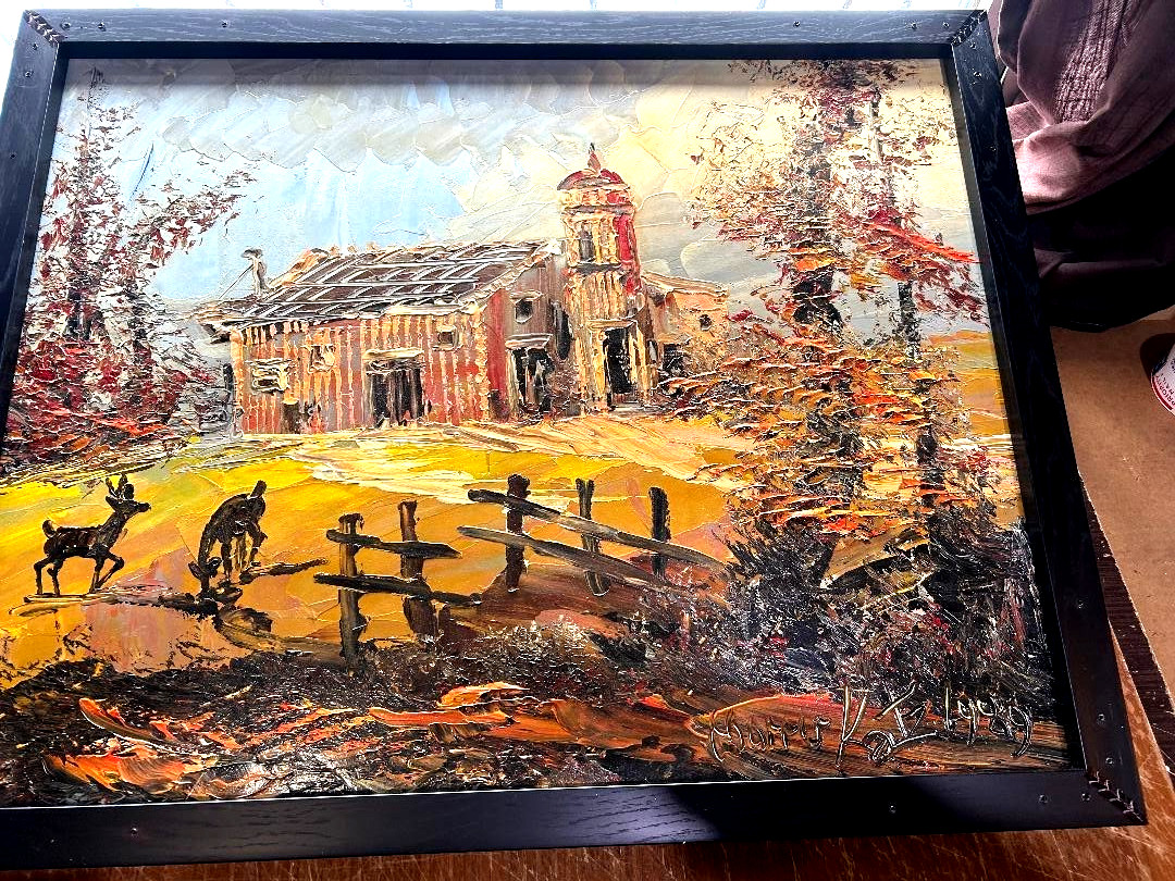 Morris Katz LARGE Signed Amazing Original Oil Painting, Framed 32″x 26″ 1989