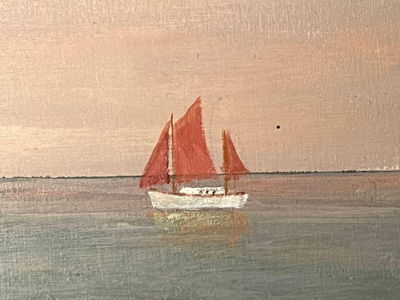 Vintage American Art Nautical Lighthouse Coastal Landscape Seascape Oil Painting