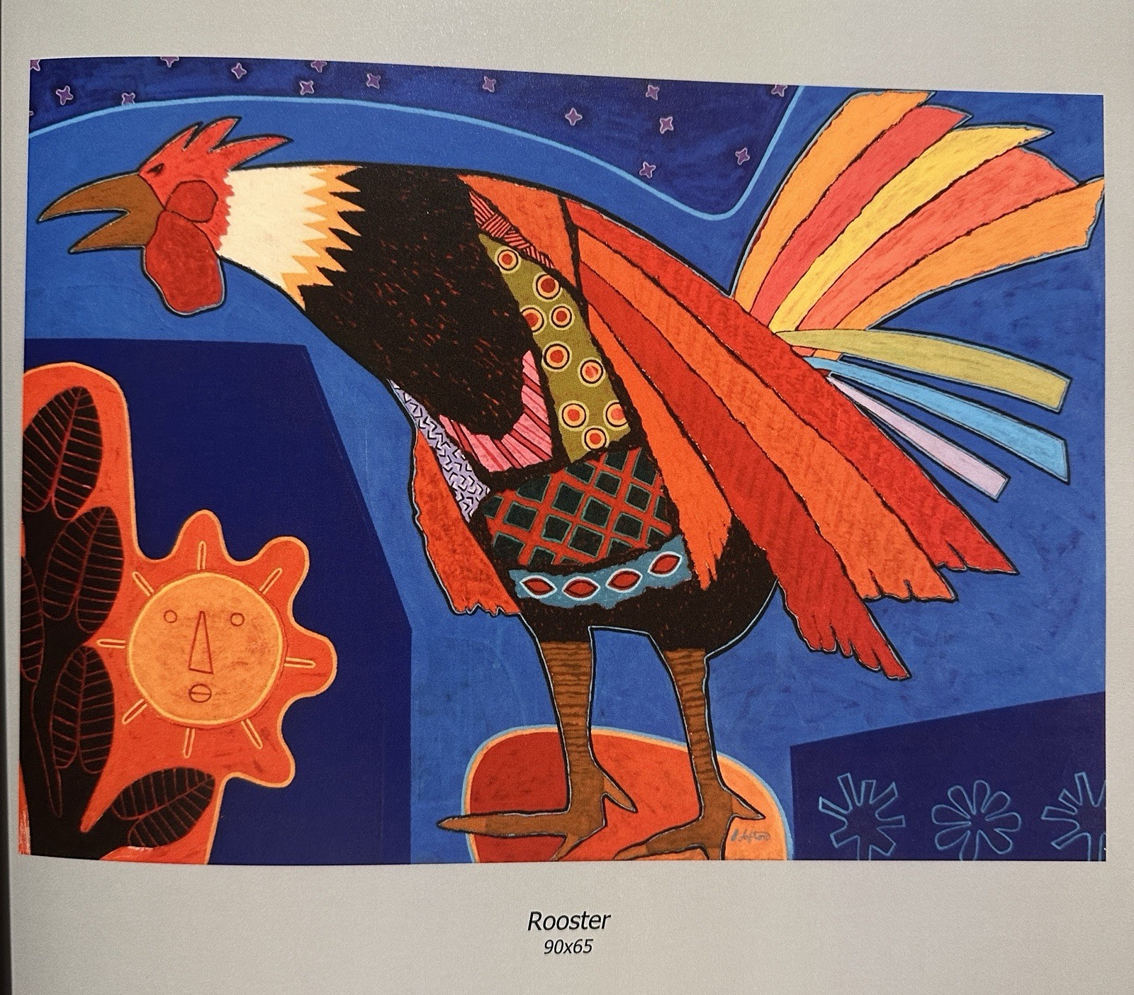 Joseph Lofton Signed Mixed Media Rooster Painting Original 32 x 30 Framed & Book