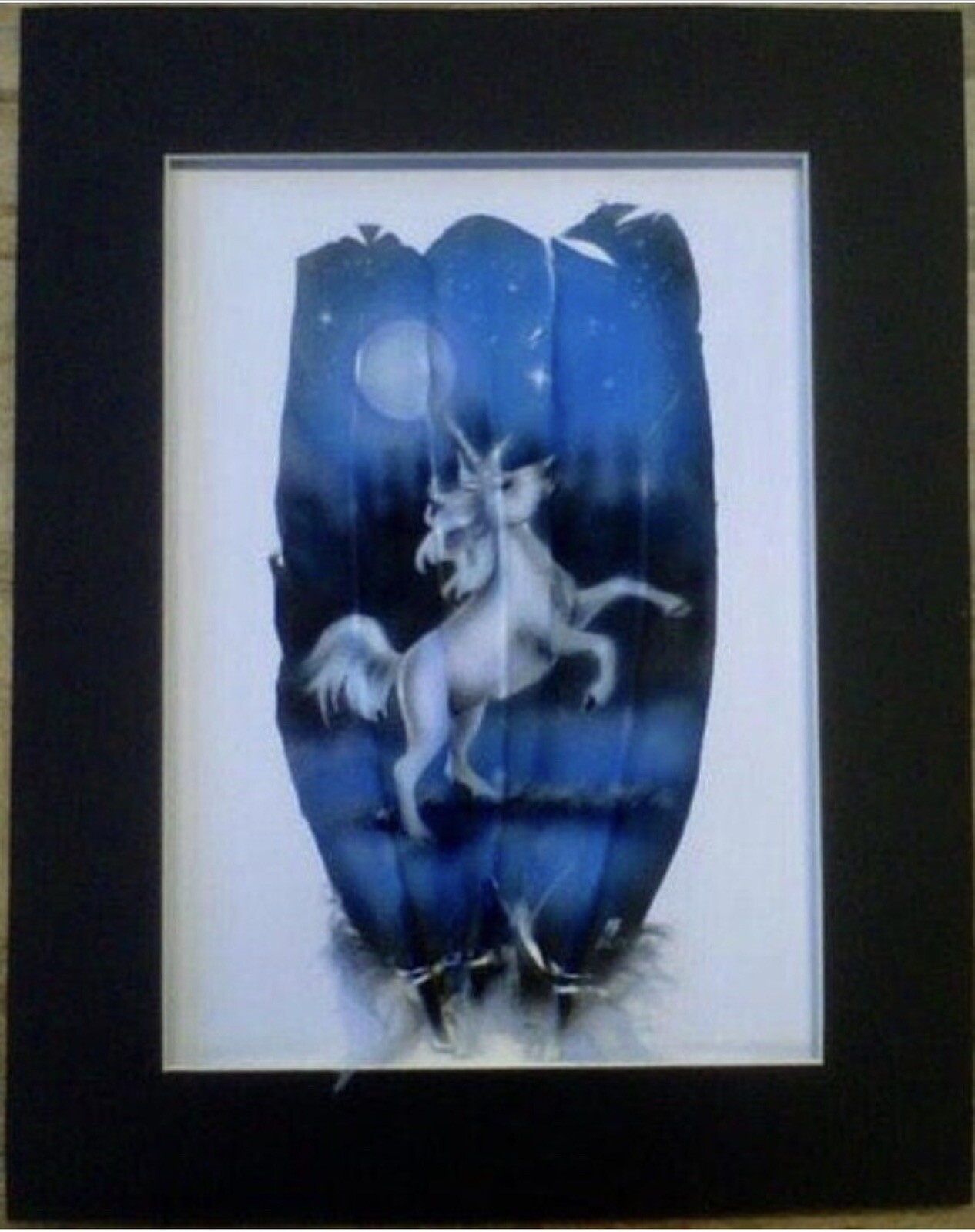 Moonlit Unicorn – Russ Abbott – Original Hand Painted Three Feather