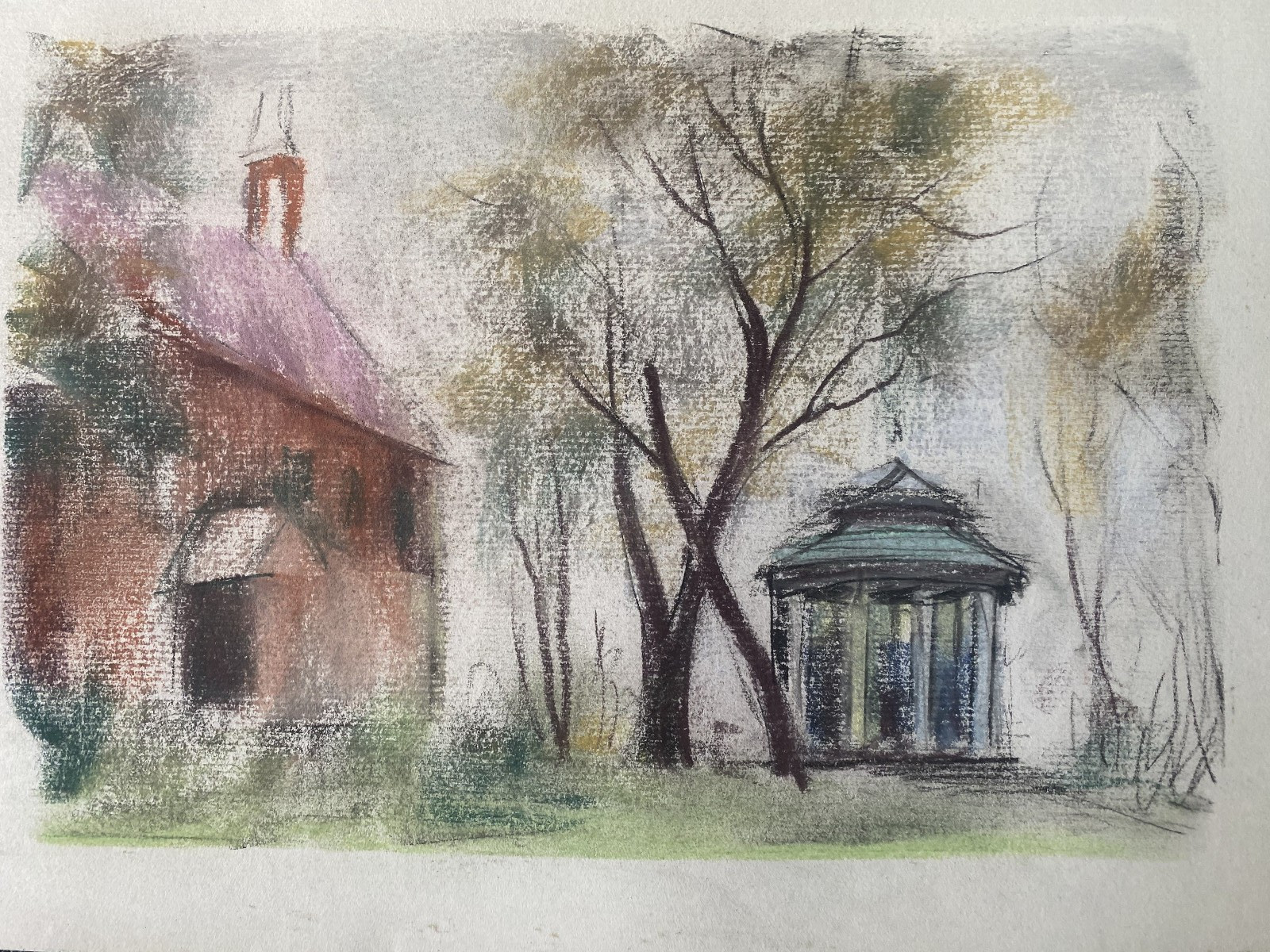 Franz Ehmke 1928 – 2018 Berlin Pastel Grünheide Beeskow-Storkow Church Sign.