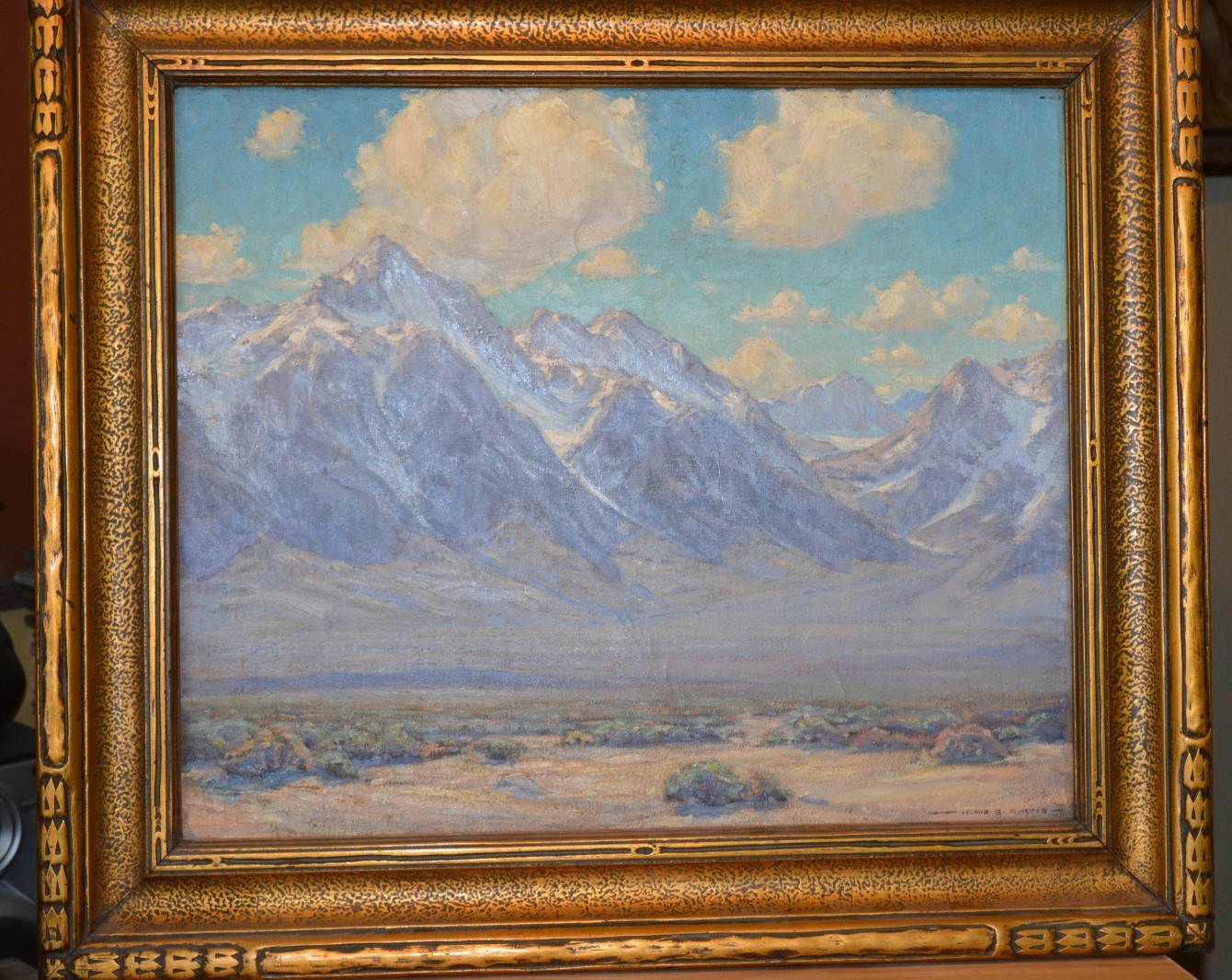Beautiful desert and mountain landscape by artist Leland S. Curtis (1897 – 1989)
