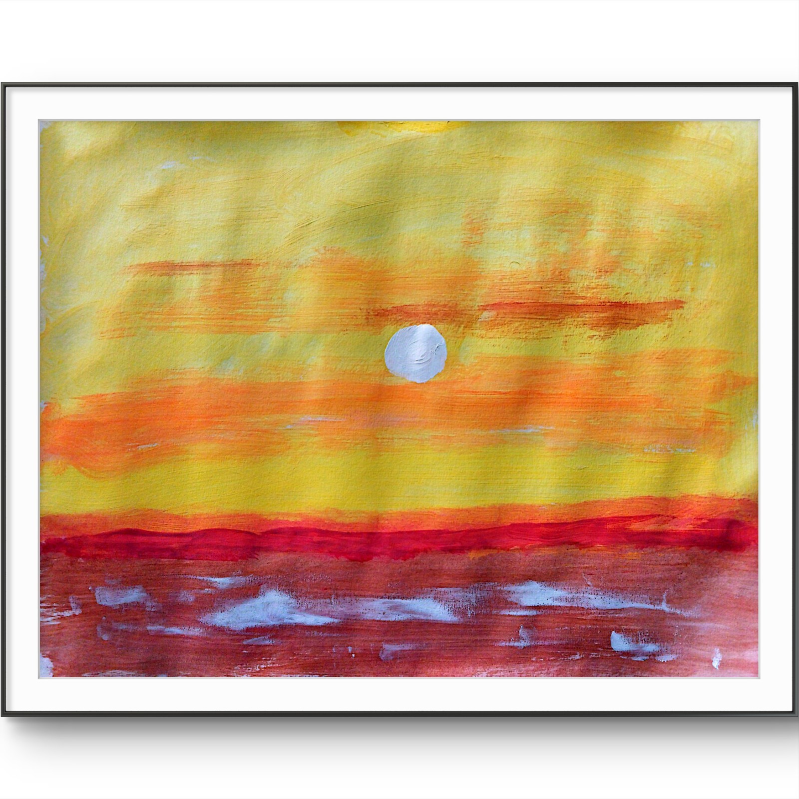 .Ocean Sunset Modern Original Signed Paper Acrylic Wall Art 11×14 BACH