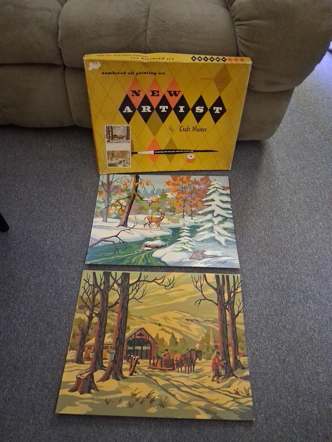 Vtg Paint By Numbers Craft Master Maple Syrup Time And Running Brook 20×16+ Box