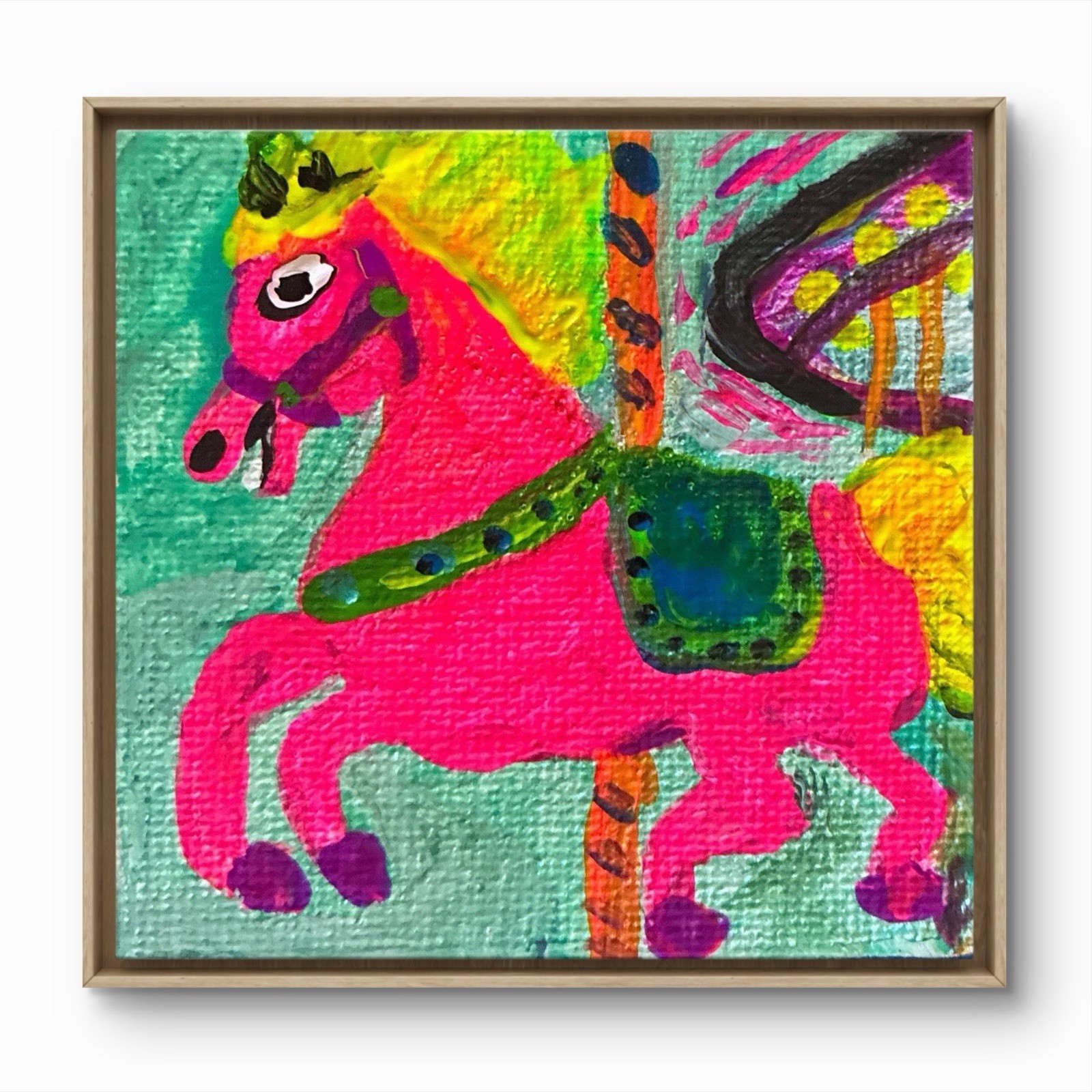 BLESSED#1429 Circus Carnival Horse Miniature 2.5×2.5 Original Magnet Art