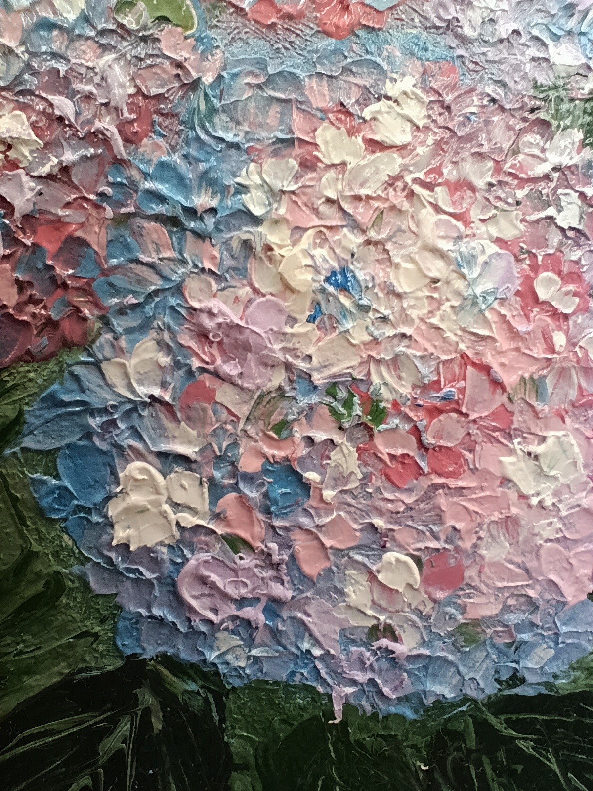 Original Miniature Hydrangea Oil Painting Framed Floral Impasto Art Bloom 4×4