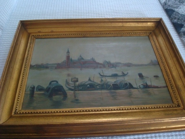 20th Century Antique Painting Venice 1908 Edna W. Law