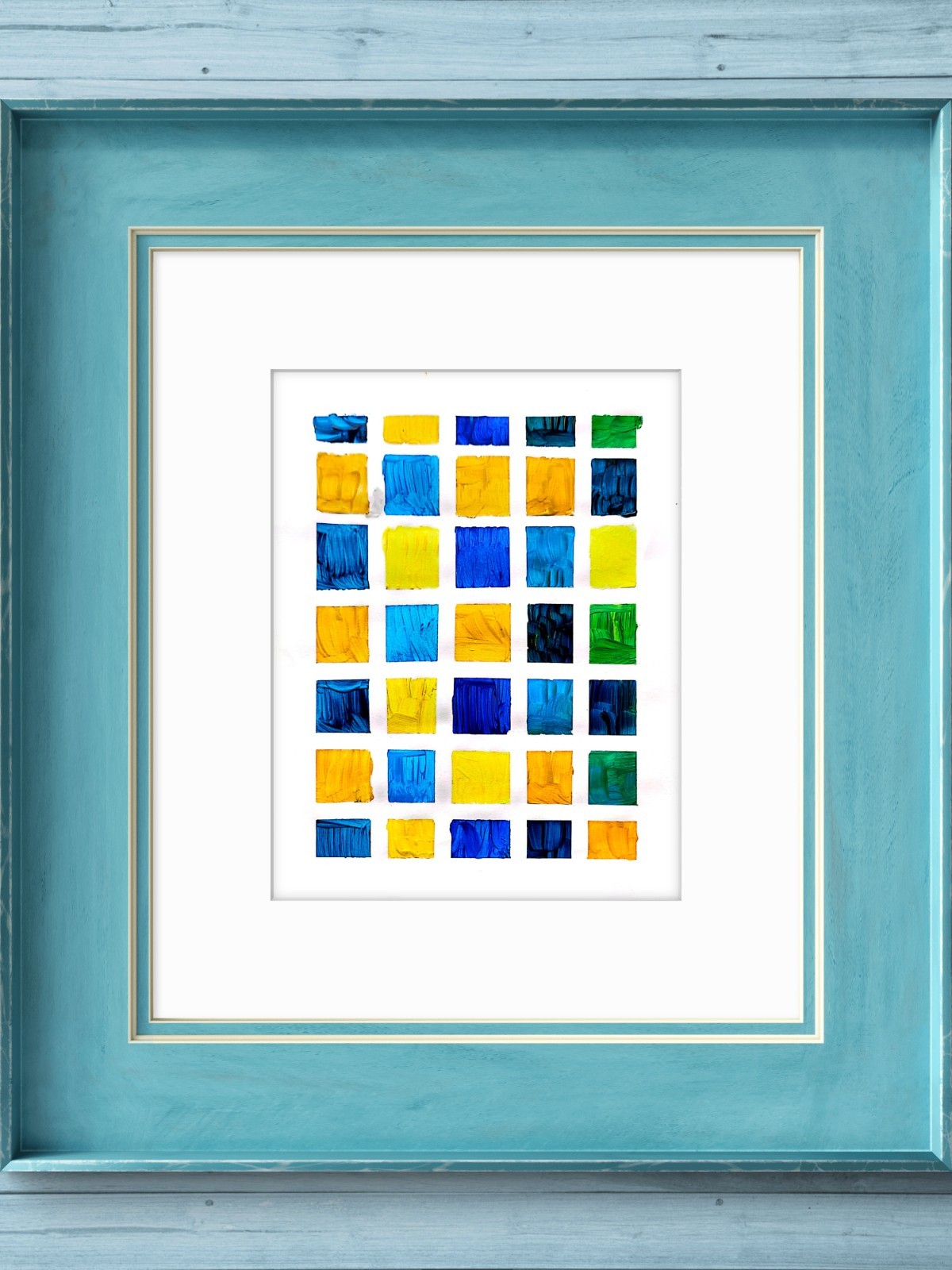 Tile Mosaic Colors Contemporary Expressionist Original Acrylic Painting 9×12