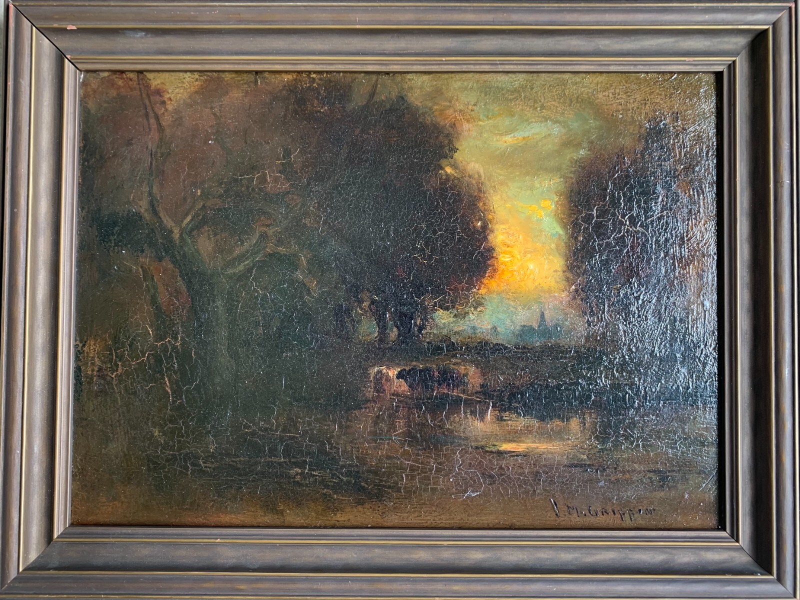 Glowing Sunset by California Tonalist James «J.M.» Griffin 1850-1933 c. 1895