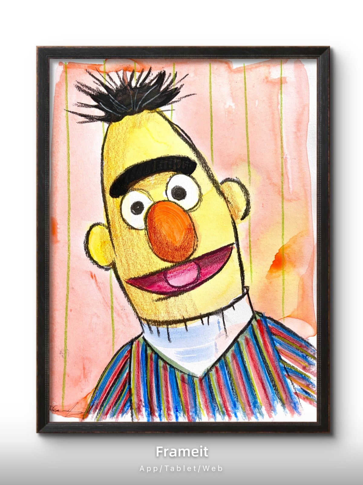 Original Bert 1 Painting By Alannah Dyer- Acrylic 9×12 in. Sesame Street Kids