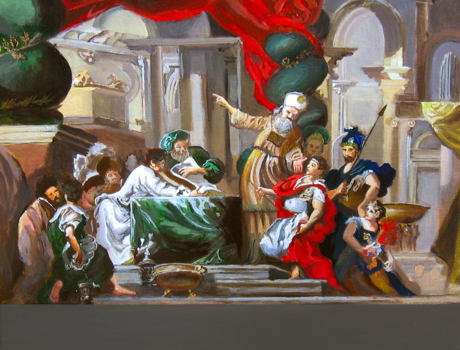 Sermon on the Alter: Oil painting on canvas board 25-5/8 X 21-5/8