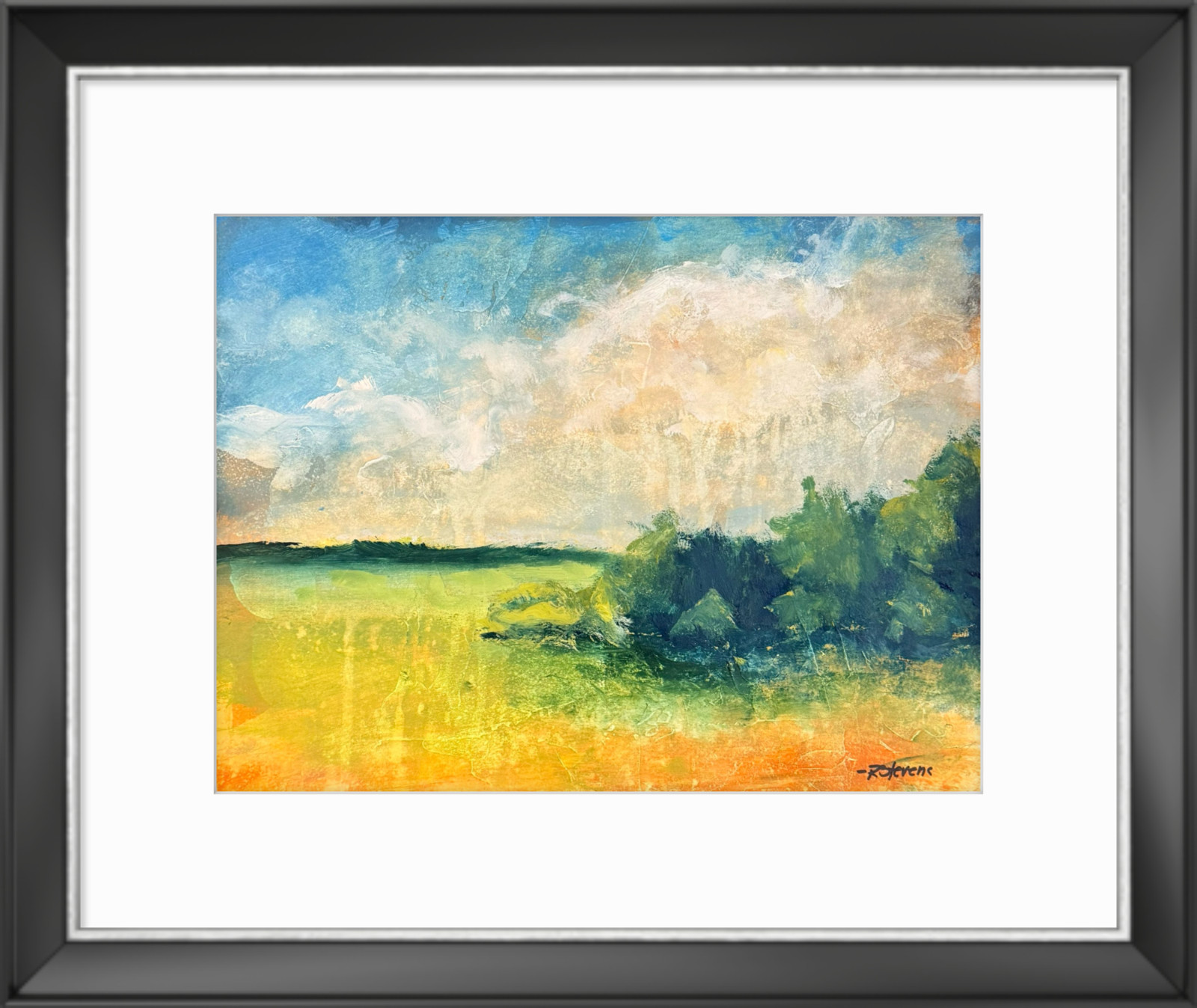 Contemporary Abstract Landscape Painting Textured Cotton Paper 12×16 R Stevens